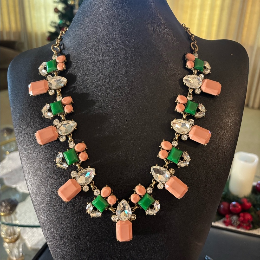 Chic Pink and Green Gemstone Necklace
